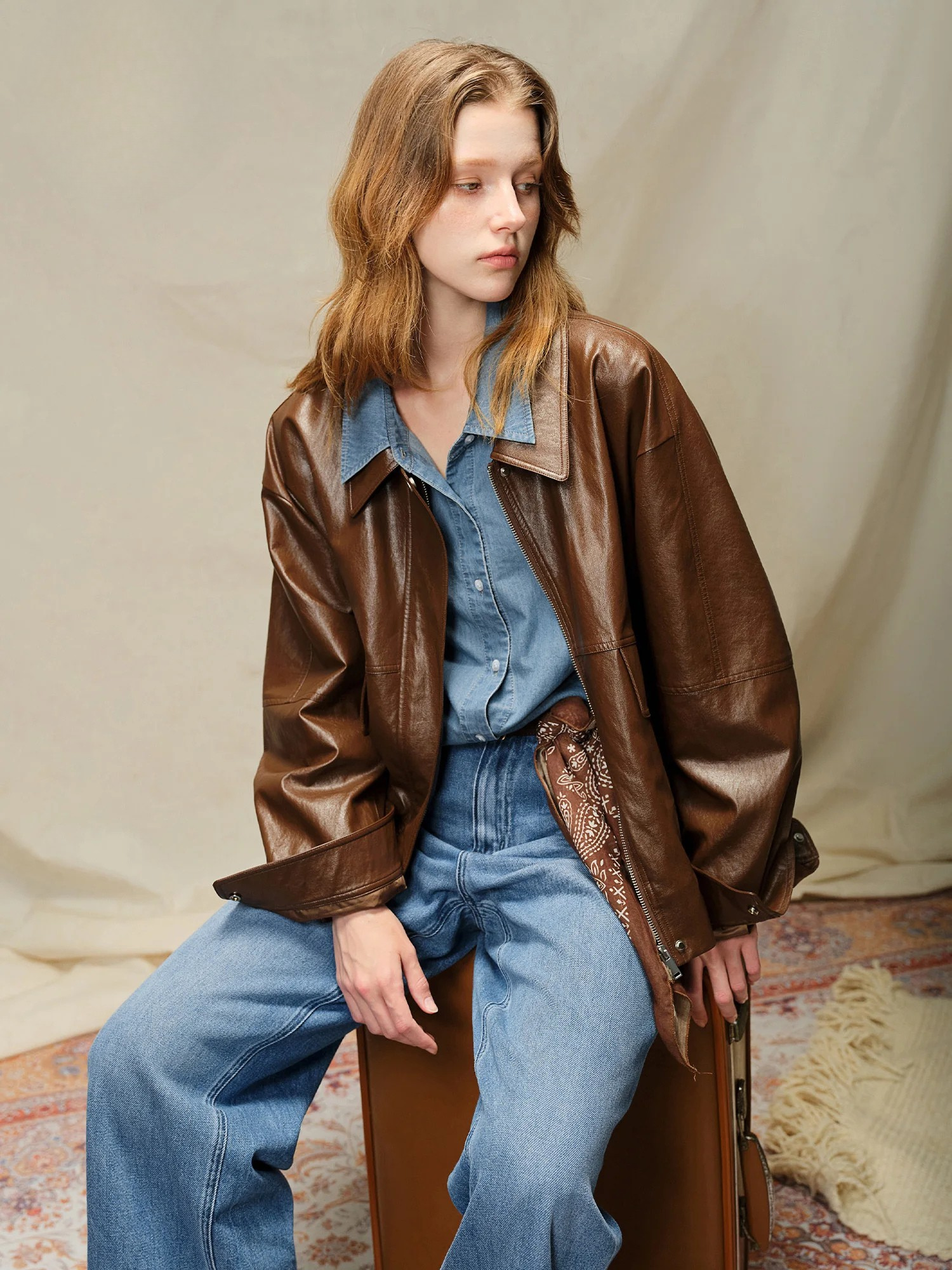 Vintage Two-Tone Faux Leather Jacket