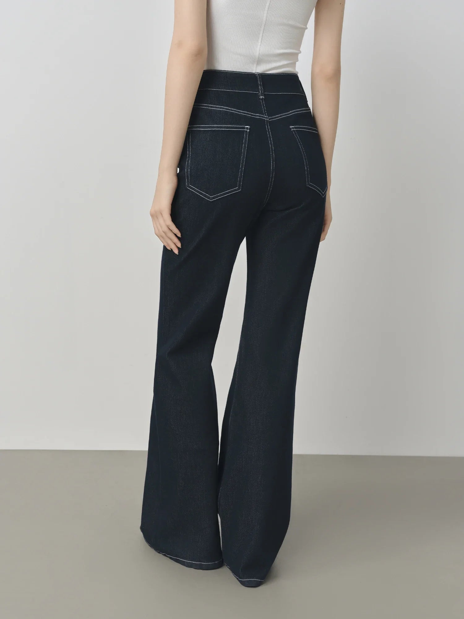 FSLE Elastic Waist Straight Slim Flared Jeans for Women 2025 Autumn New Arrival Y2K Chic Style Cotton Soft Jeans 25FS13143