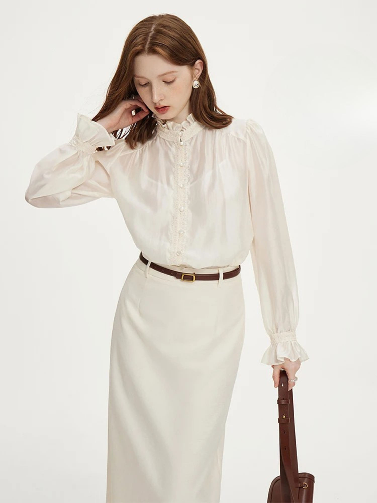 Elegant Puff Sleeve Blouse Set