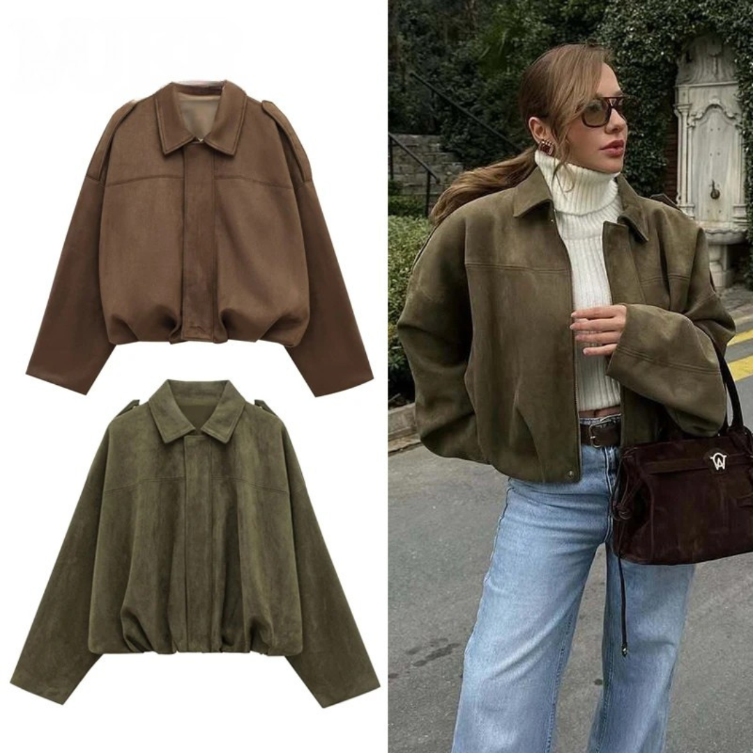 Chic Suede Bomber Jacket