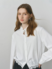Elegant Lace Trim Blouse