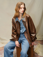 Vintage Two-Tone Faux Leather Jacket