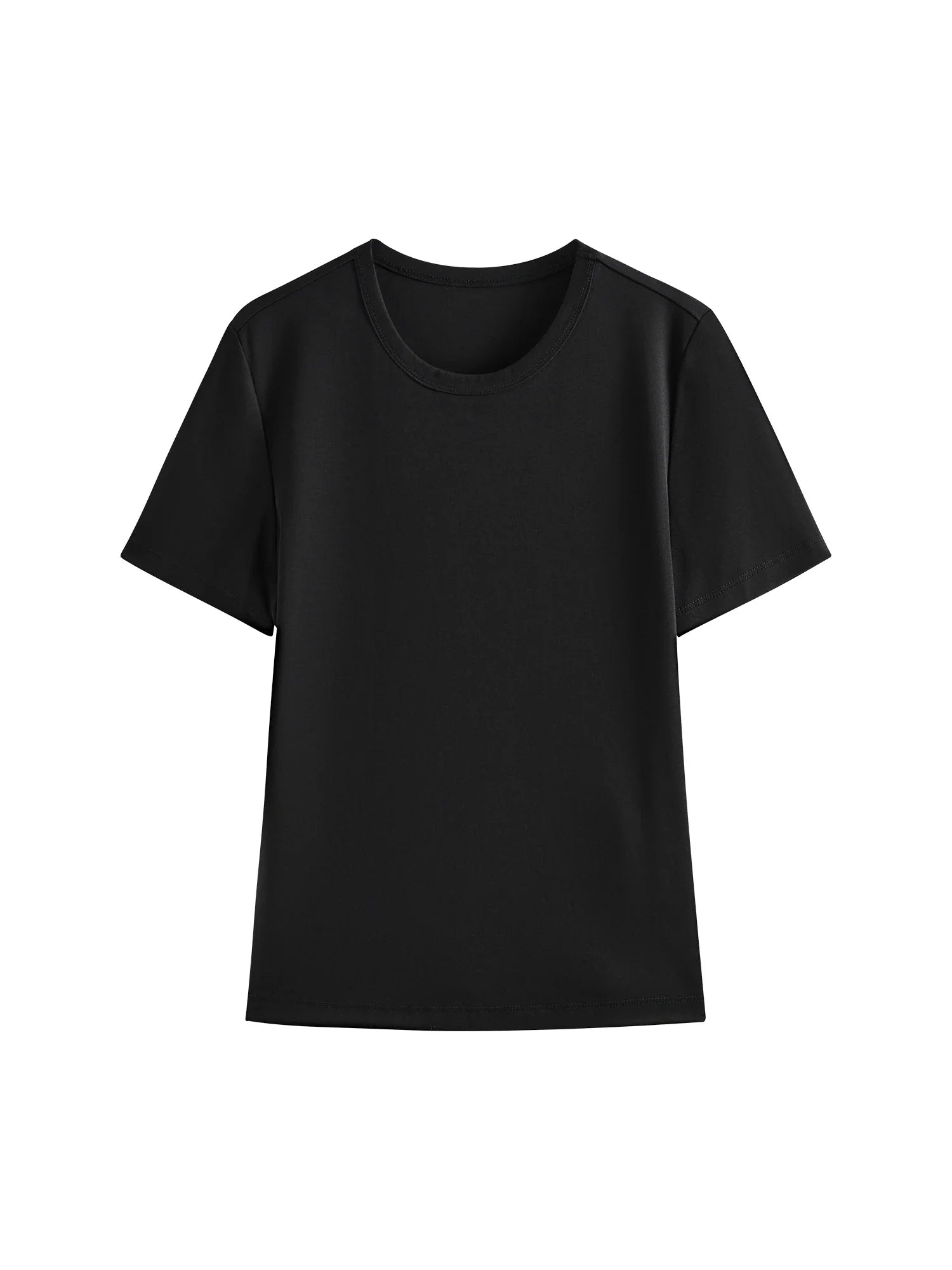 FSLE Straight Shoulder White T-shirt Women 2025 Spring New Style All-match Slim Short-sleeved T-shirt Bottoming Shirt 25FS11303