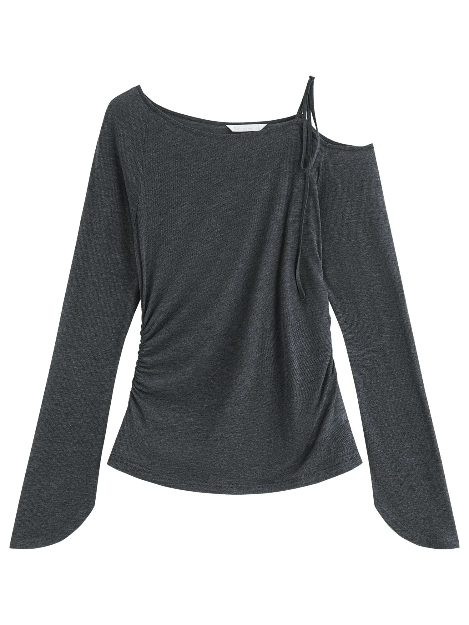 FSLE 2025 Summer Women's Off-Shoulder Top - Tencel-Acetate Linen Blend & Adjustable Tie for Sun Protection Chic Tee