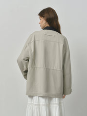 ​FSLE 2025 Women's Vintage Utility Jacket - Short Cropped Contrast Collar Autumn Casual Coat with Retro Design & Relaxed Fit​