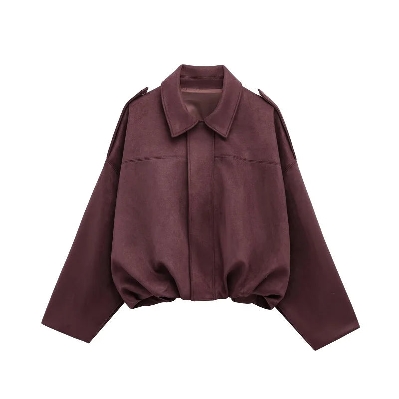 MUJER 2025 Suede Bomber Jackets for Women Outerwears Oversized Jacket Woman Streetwear Zip Women's Coats Padded Varsity Jackets