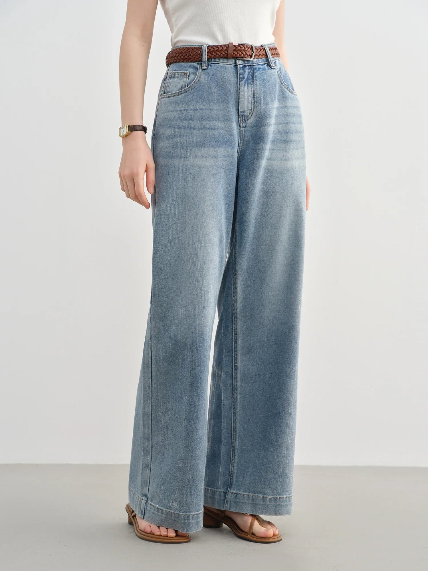 DUSHU 2025 Summer Plus-Size Galaxy Meteor Jeans High-Waist Silver-Embossed Wide-Leg Denim Pants Jeans 25DS82056