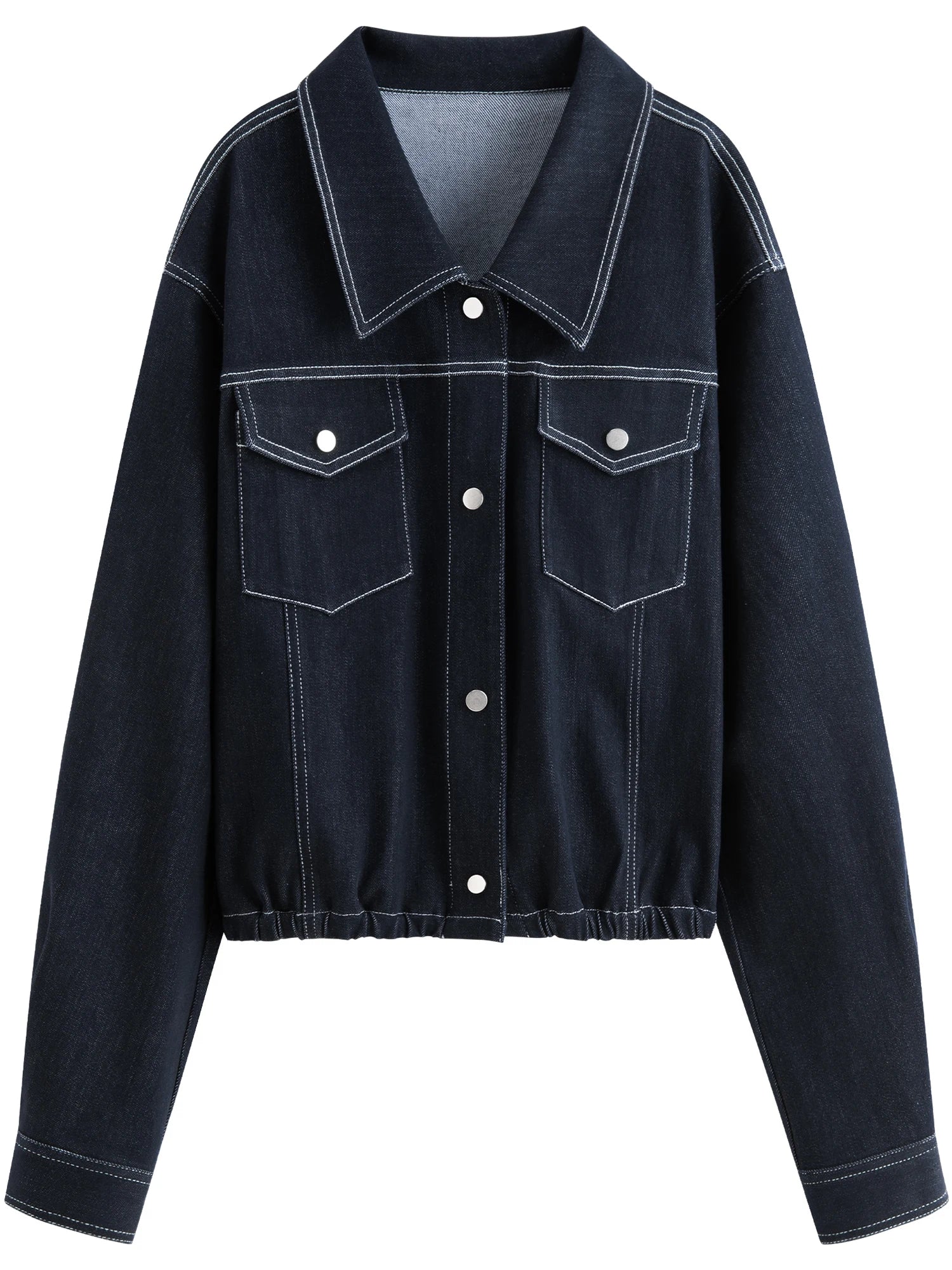 FSLE 2025 New Arrival Women Denim Versatile Classic Retro Hem Cowhide Jacket 2025 Autumn New Short Chic Vintage Jacket 25FS13142