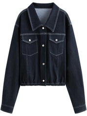 FSLE 2025 New Arrival Women Denim Versatile Classic Retro Hem Cowhide Jacket 2025 Autumn New Short Chic Vintage Jacket 25FS13142