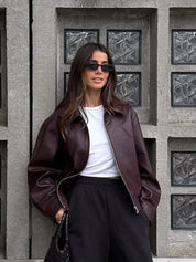 Elegant wine leather jacket + GIFT