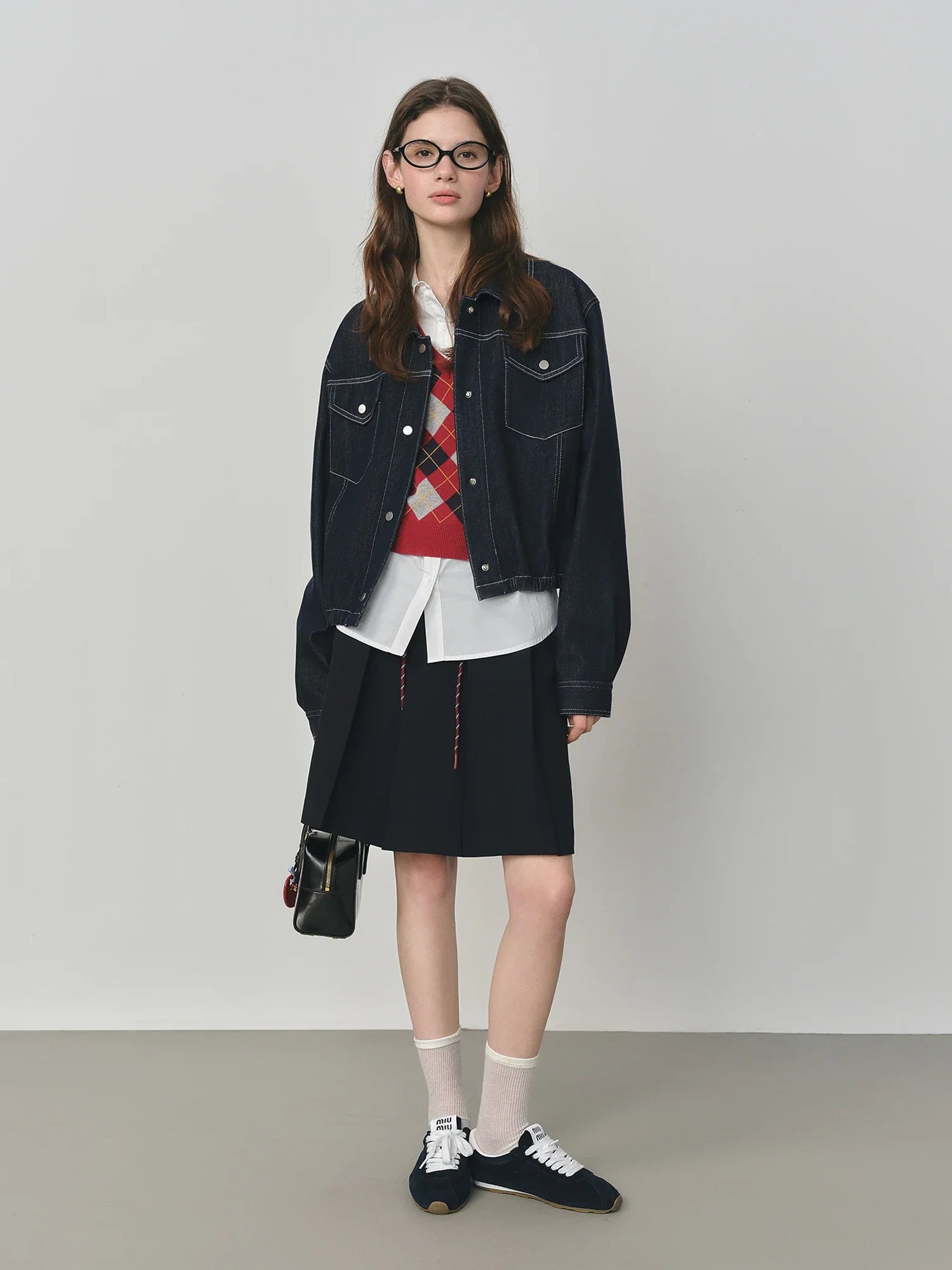 FSLE 2025 New Arrival Women Denim Versatile Classic Retro Hem Cowhide Jacket 2025 Autumn New Short Chic Vintage Jacket 25FS13142