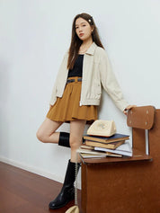DUSHU Classic Jacket Leather Coat Autumn 2023 New Slim Retro Hong Kong Style Lapel Casual Leather Coat Women Casual Loose Coats