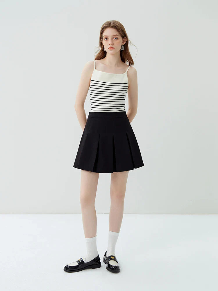 FSLE American Retro Style Striped Camisole for Women 2023 New Autumn Short Slim Casual Sleeveless Knitted Top Tank Female