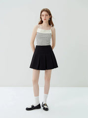 FSLE American Retro Style Striped Camisole for Women 2023 New Autumn Short Slim Casual Sleeveless Knitted Top Tank Female