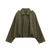MUJER 2025 Suede Bomber Jackets for Women Outerwears Oversized Jacket Woman Streetwear Zip Women's Coats Padded Varsity Jackets