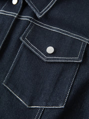 FSLE 2025 New Arrival Women Denim Versatile Classic Retro Hem Cowhide Jacket 2025 Autumn New Short Chic Vintage Jacket 25FS13142