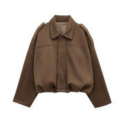 MUJER 2025 Suede Bomber Jackets for Women Outerwears Oversized Jacket Woman Streetwear Zip Women's Coats Padded Varsity Jackets