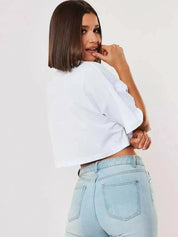 Solid Color Women Cotton T-shirts Running Short T Shirt Yoga Fitness Crop Top Comfortable Fashion Tee Clothing Summer Tops
