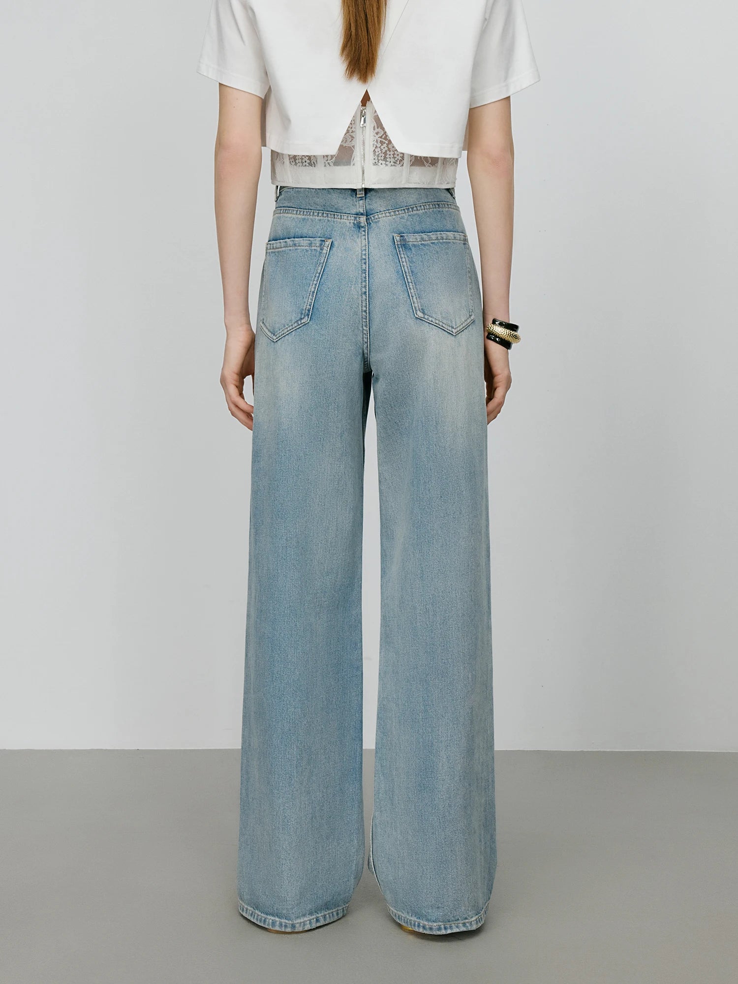 FSLE【Premium Series】 Vintage Wash Distressed Jeans Women's SS25 Relaxed Straight Leg Summer Denim Pants Y2K Casual Streetwear
