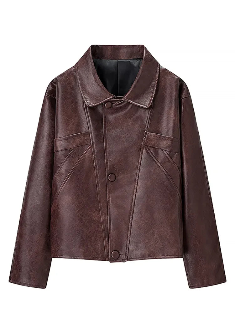 Chic cropped leather jacket + GIFT