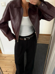 Elegant wine leather jacket + GIFT