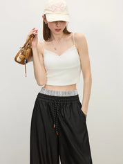 FSLE MInimalism Slim Fit Lace Splicing Camisole For Women 2025 Summer New Arrival Strappy Sleeveless Casual Tops 25FS12483