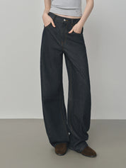 FSLE Design Relaxed High Waist Jeans Women's 2025 Autumn New Arrival Slashed Jeans Trousers 25FS13105