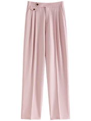 FSLE All-match Commuter Style Simple Sense Straight-leg Trousers for Women Waist Design Autumn New Inverted Pleated Pants Female