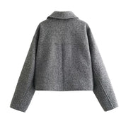 MUJER Tweed Cropped Jackets for Women Zip Bomber Jacket Woman Long Sleeve Jackets Woman 2024 Streetwear New in Coats and Jackets