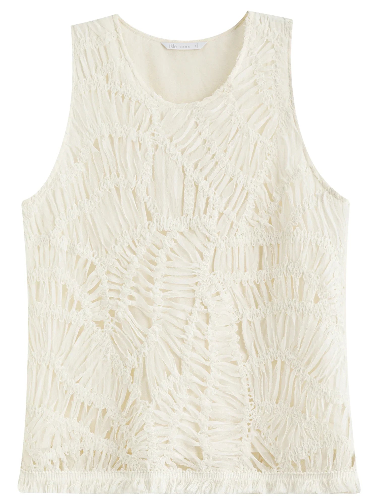 FSLE Braided Loose Sleeveless Fashion Vest Beige Top For Women 2025 Summer New Arrival Holiday Season Versatile Tops 25FS12337