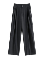 FSLE Grey High Waist Wide Leg Casual Suit Pants for Women's 2024 Summer New Commuter Black Pants Casual Loose Pants 24FS12108